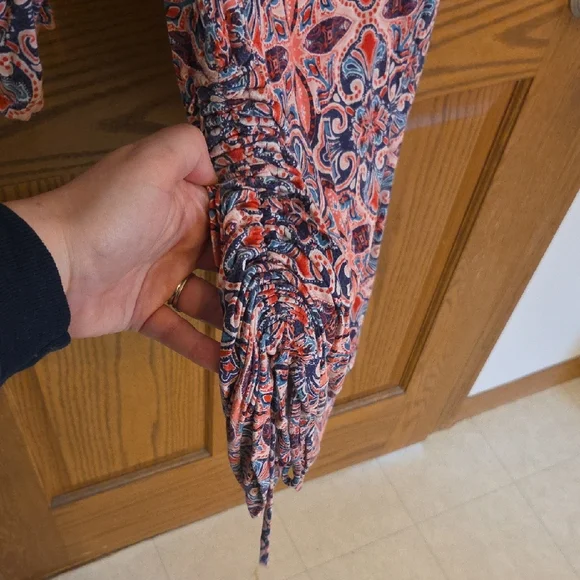 Maternity Printed Pink and Navy Long Sleeve Tunic Dress - Picture 4 of 5